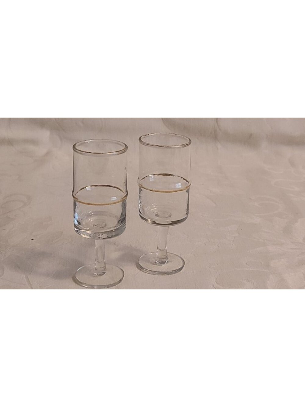 Unique Design 2 Gold Rim Cordial Glasses Mid Century 4"